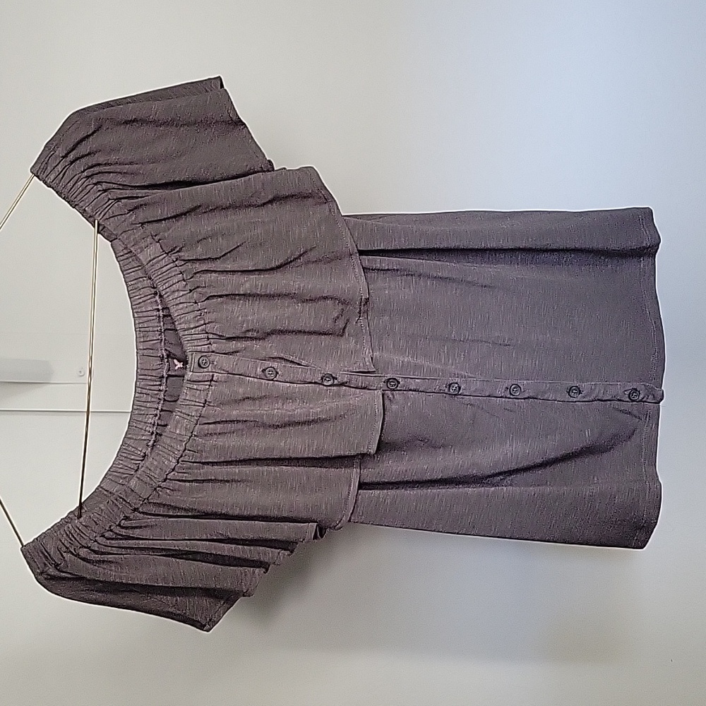 Off the shoulder dark grey shirt